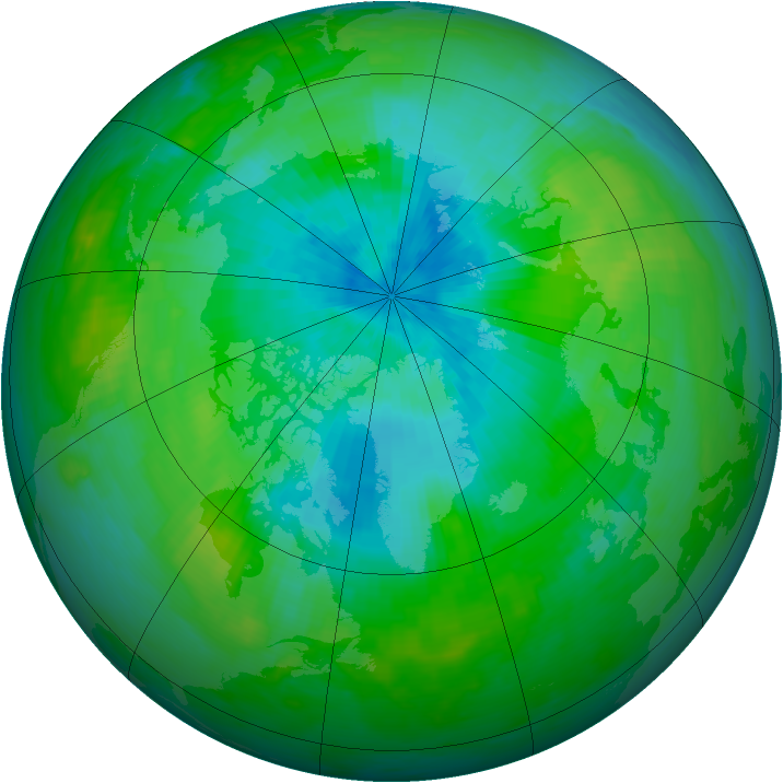 Arctic ozone map for 31 August 1984